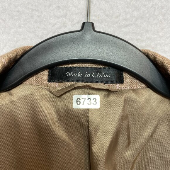 Lauren Ralph Lauren Linen Blazer Mens 44R Tan Purple Plaid Sport Coat Jacket - Picture 8 of 13